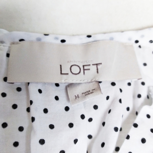 LOFT Cotton Button Down Shirt Polka Dots Medium - Picture 7 of 8